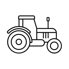 industrial tractor line art on white background