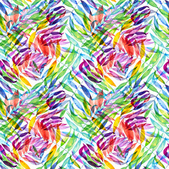 Watercolour Rainbow Palm Leaves Art Print, Vibrant Tropical Foliage Decor, Dynamic Abstract Botanical Art, Colourful Artistic Plant Print, Expressive Fluid Art Wall Art