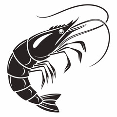 Graphic Shrimp Design with Sharp Lines and Curled Antennae