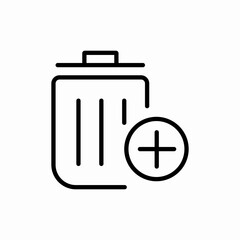 add trash plus icon vector sign