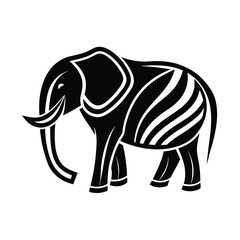 Single Line Elephant with Soft Black Curves vector illustration