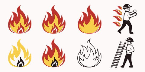 Fire icon vector set