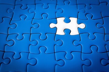 Missing Piece in a Blue Jigsaw Puzzle Represents a Solution