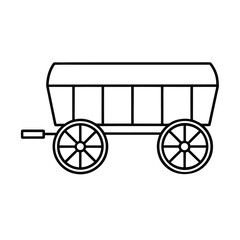 forage wagon line art on white background