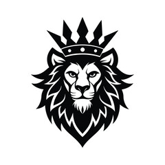 King Lion with Regal Crown Accents vector illustration