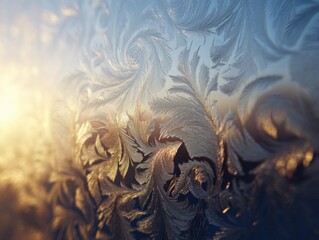 Obraz premium Intricate frost patterns on a window pane.