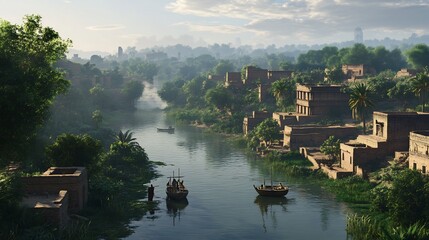 Ancient Indian Indus Valley Civilization brick homes early city planning public baths carts and farmers authentic attire archaeological accuracy photorealistic bronze age setting