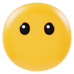 Emoji face no expression  3d icon in cartoon plastic style minimal isolated on transparent white background, clipping path	