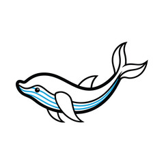Simple Whale with Flowing Ocean Blue Lines vector illustration