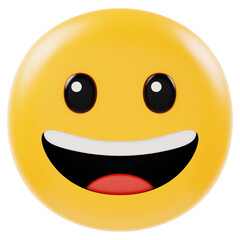happy smiley face icon  3d icon in cartoon plastic style minimal isolated on transparent white background, clipping path	