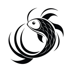 Elegant Koi Fish in Abstract Flow vector illustration