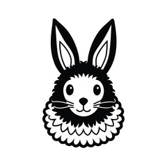 Adorable Bunny with Fluffy Minimal Style vector illustration