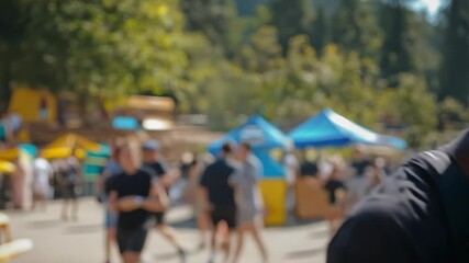 Young Man Smiling Thumbs Up Outdoor Event