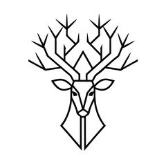 Abstract Deer with Tree-Shaped Antlers vector illustration