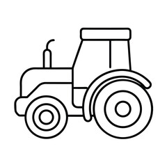 autonomous tractor line art on white background