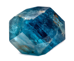 Raw Blue Beryl Crystal Specimen - Gemstone Mineral Stone Isolated on White Background