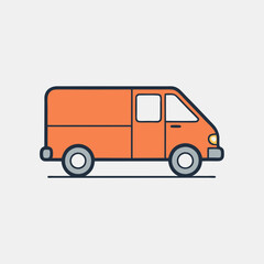 Orange Delivery Van with Clean Lines for Logistics - Vector