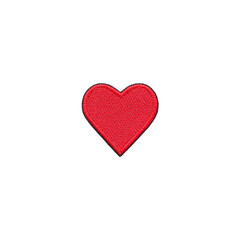 Fototapeta premium Vibrant red heart patch with textured fabric appearance, symbolizing love and affection. heart is centered on plain background, making it stand out