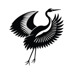 Minimalist Crane Bird in Japanese Style vector illustration