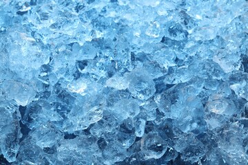 Cubes of clear ice as background, closeup
