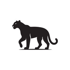 Majestic Jaguar Vector Silhouette Illustration of a Powerful Wild Cat in Mid-Prowl – Jungle Predator Artwork for Tattoo, Logo, Poster, or Wildlife Themed Design Projects
