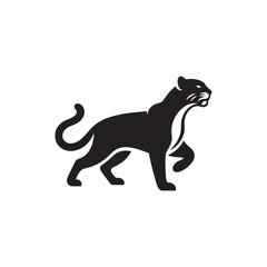 Majestic Jaguar Vector Silhouette Illustration of a Powerful Wild Cat in Mid-Prowl – Jungle Predator Artwork for Tattoo, Logo, Poster, or Wildlife Themed Design Projects
