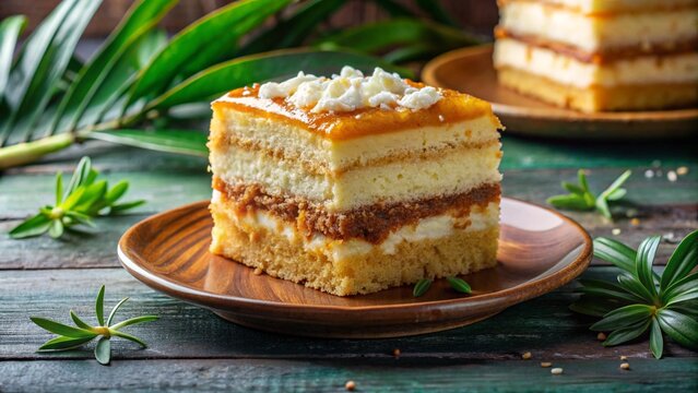 Layered Goan bebinca cake with caramelized top, rich coconut flavor, and traditiona