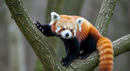 Red panda in tree