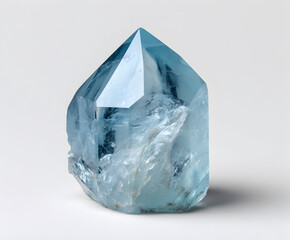 Fototapeta premium Aquamarine Crystal Point - Raw Gemstone Specimen - Blue Beryl Mineral - Healing Stone - Natural Rough Gemstone for Jewelry Making