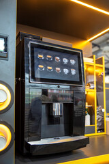 Self-service coffee vending machine with touch panel