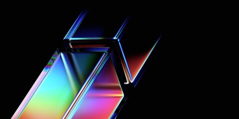 Plakat Abstract iridescent shape, dark background design, 3d render