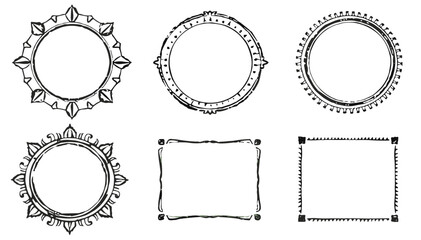 Decorative hand-drawn frames and borders in various shapes