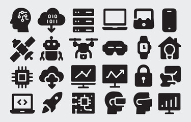 Business and web design transportation icon vector set with communication symbols