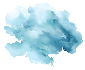 Obraz premium Abstract Watercolor Stain in Blue Tones - Artistic Wash Effect on White Background for Creative Design Projects