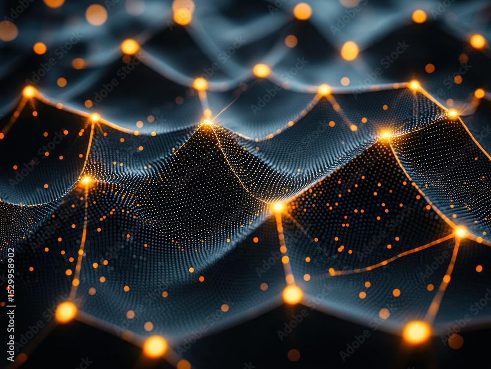 Sticker connected bright nodes over undulating grid