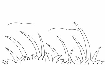 Grass coloring page simple and minimal line art illustration on white background