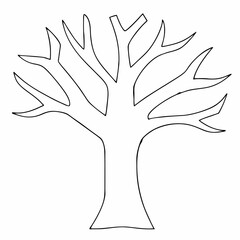 Leafless tree coloring page simple and minimal line art illustration on white background