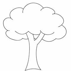 Stylized tree stands coloring page simple and minimal line art illustration on white background