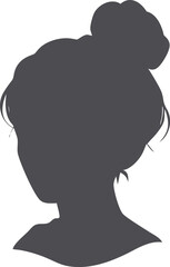 woman with messy bun hair vector silhouette