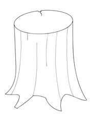 Tree stump coloring page simple and minimal line art illustration on white background