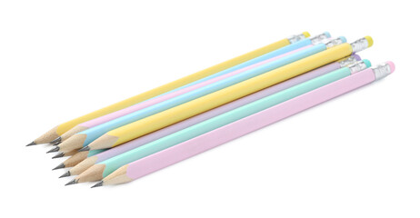 Many sharp graphite pencils isolated on white