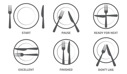 Silverware solid monochrome icon set. Fork, Spoon and Knife icons.