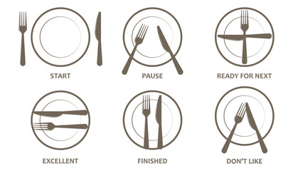 Silverware solid monochrome icon set. Fork, Spoon and Knife icons.