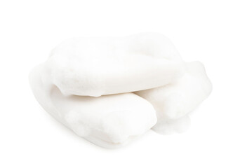 Soap bars with foam isolated on white