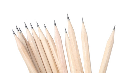 Many graphite pencils isolated on white, closeup