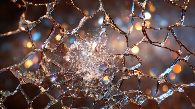 Shattered glass with glittering fragments. - Powered by Adobe