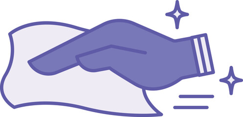 Colored Wipe Icon. Vector Illustration. House Cleaning, Dust Wiping. Human Hand and Wet Rag. Hygiene Concept