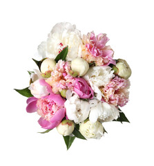 Bouquet of beautiful peonies isolated on white