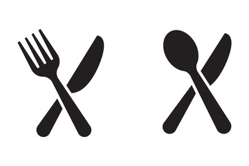 Fork, spoon, knife and plate. Menu symbol. Tableware instruments. Restaurant icon. Food, plate, fork, knife, spoon, cutlery icon set.