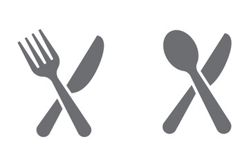 Fork, spoon, knife and plate. Menu symbol. Tableware instruments. Restaurant icon. Food, plate, fork, knife, spoon, cutlery icon set.